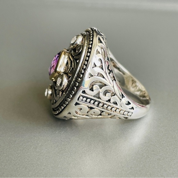 ATR Designer 14k Gold & Sterling Silver Amethyst & Topaz Cocktail Scroll… - Picture 4 of 13